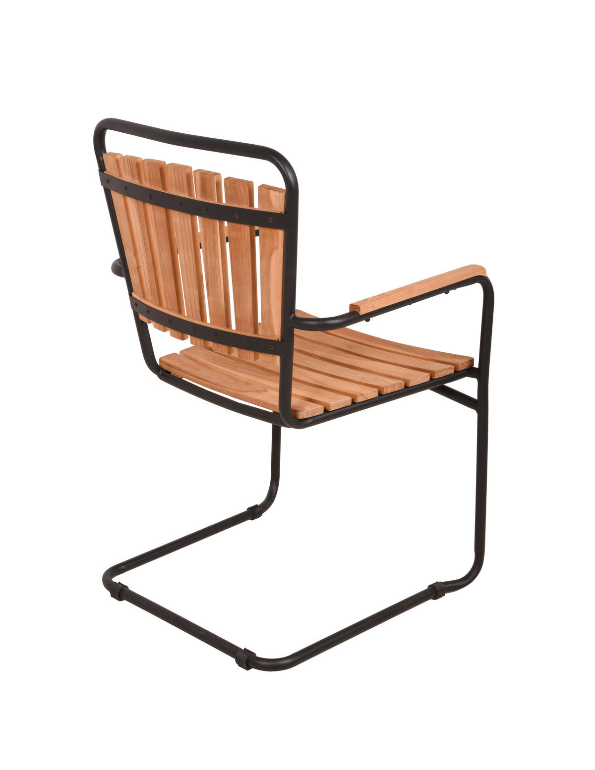 GARTENSTUHL Teakholz Stahl Braun, Schwarz  - Schwarz/Braun, Basics, Holz/Metall (58/90/55cm) - Gardenson