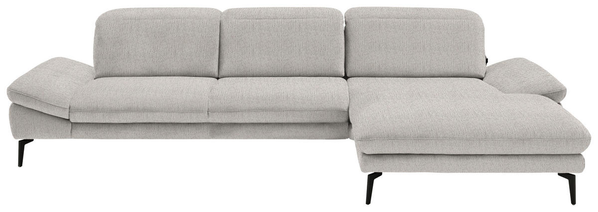 ECKSOFA in Chenille Beige  - Beige/Schwarz, Design, Textil/Metall (319/188cm) - Beldomo System