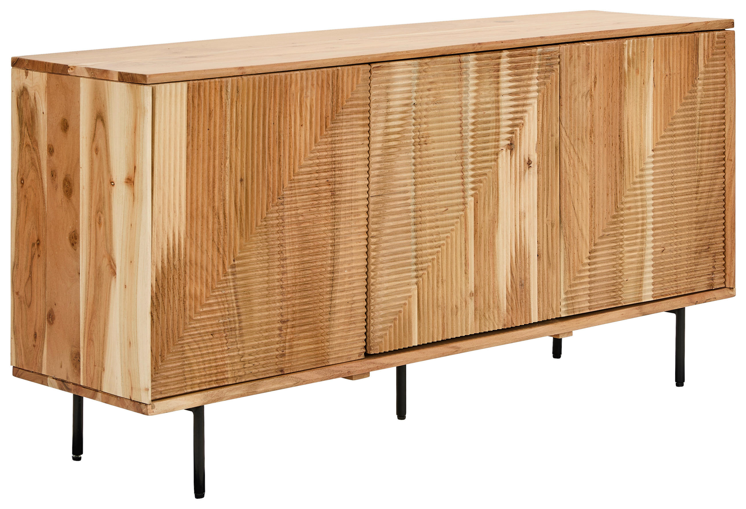 SIDEBOARD  147/71/39 cm  - Schwarz/Akaziefarben, Design, Holz/Metall (147/71/39cm) - Livetastic