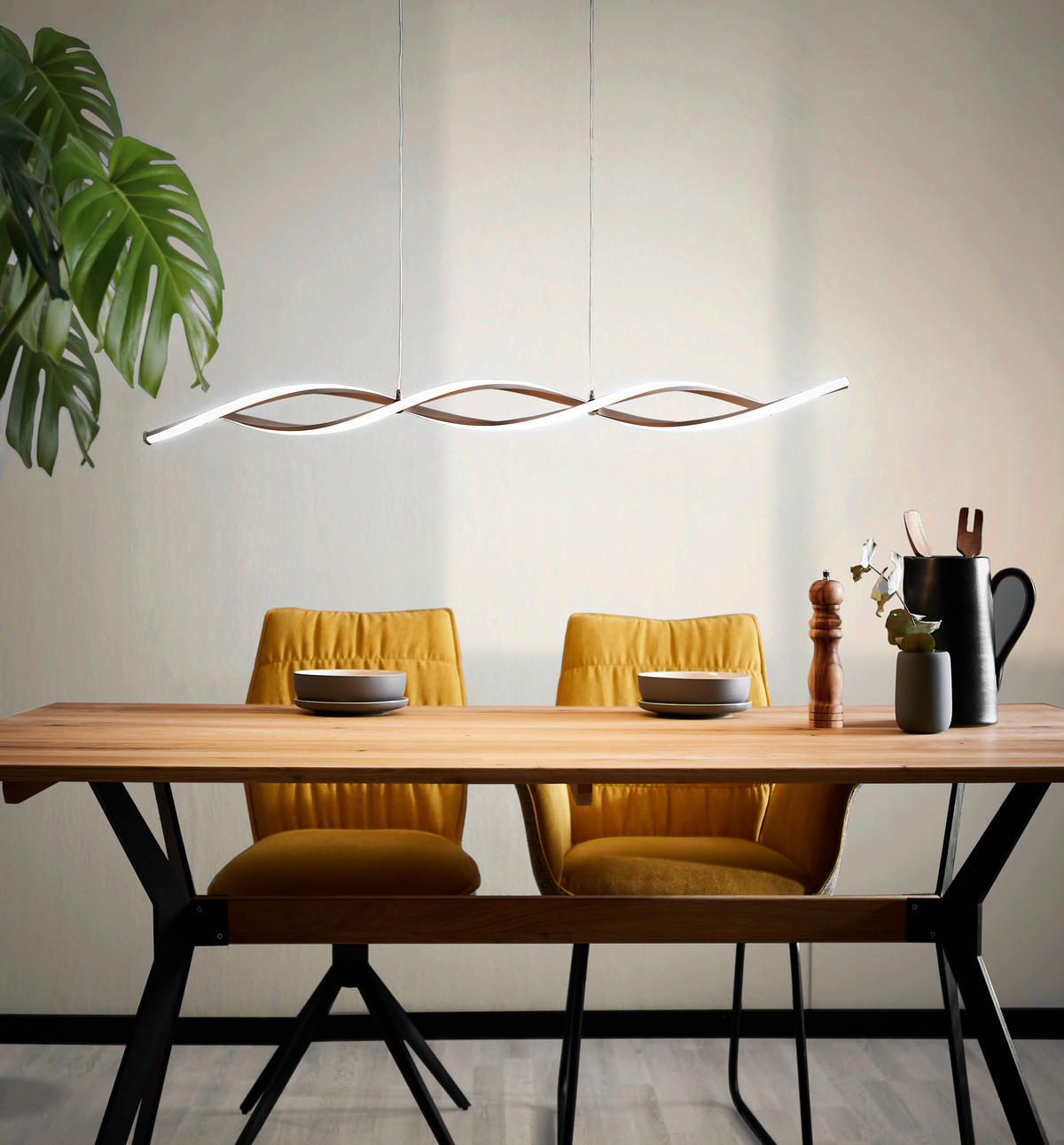 LED-HÄNGELEUCHTE 110/8/140 cm   - Nickelfarben, Design, Metall (110/8/140cm) - Paul Neuhaus