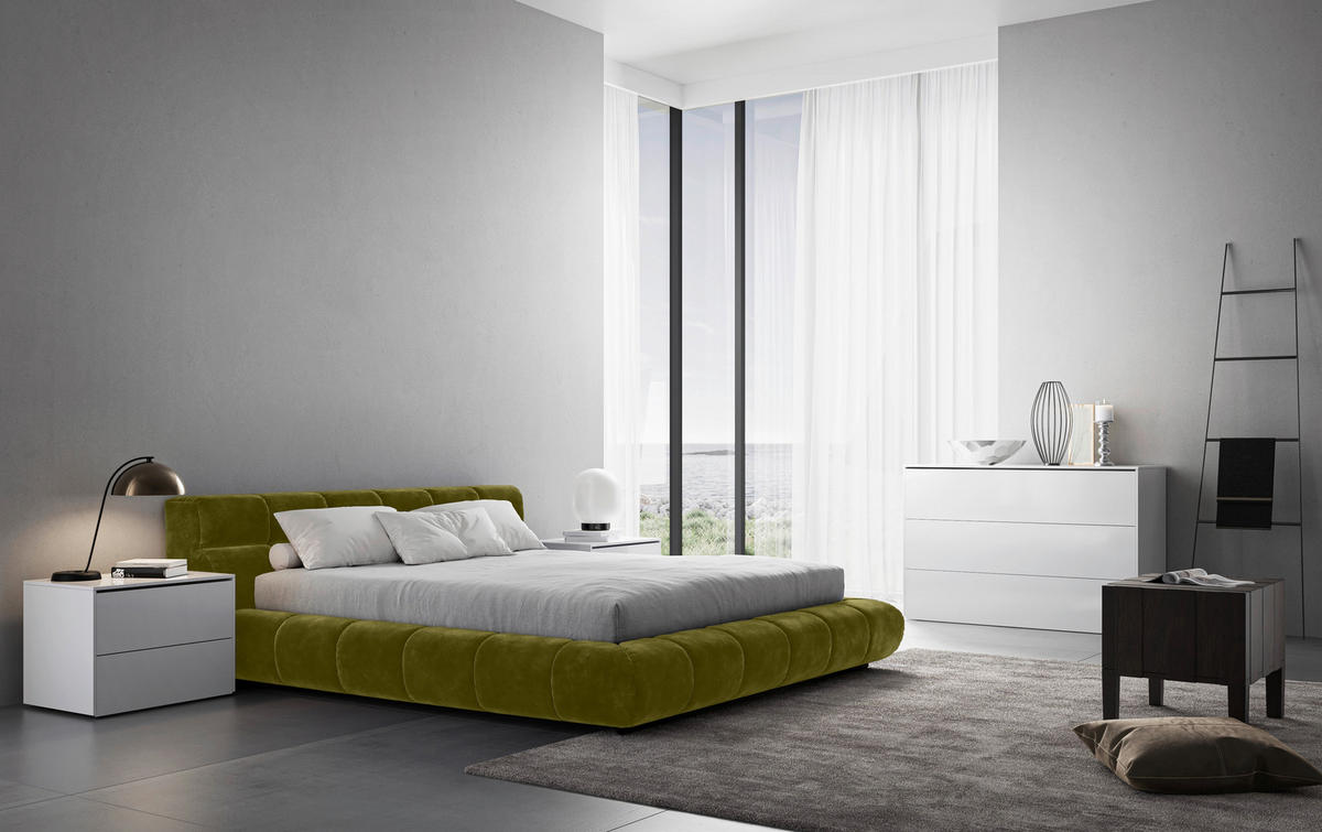 POLSTERBETT 160/200 cm,  in Grasgrün,  - Schwarz/Grasgrün, Design, Textil/Metall (160/200cm) - Belluti