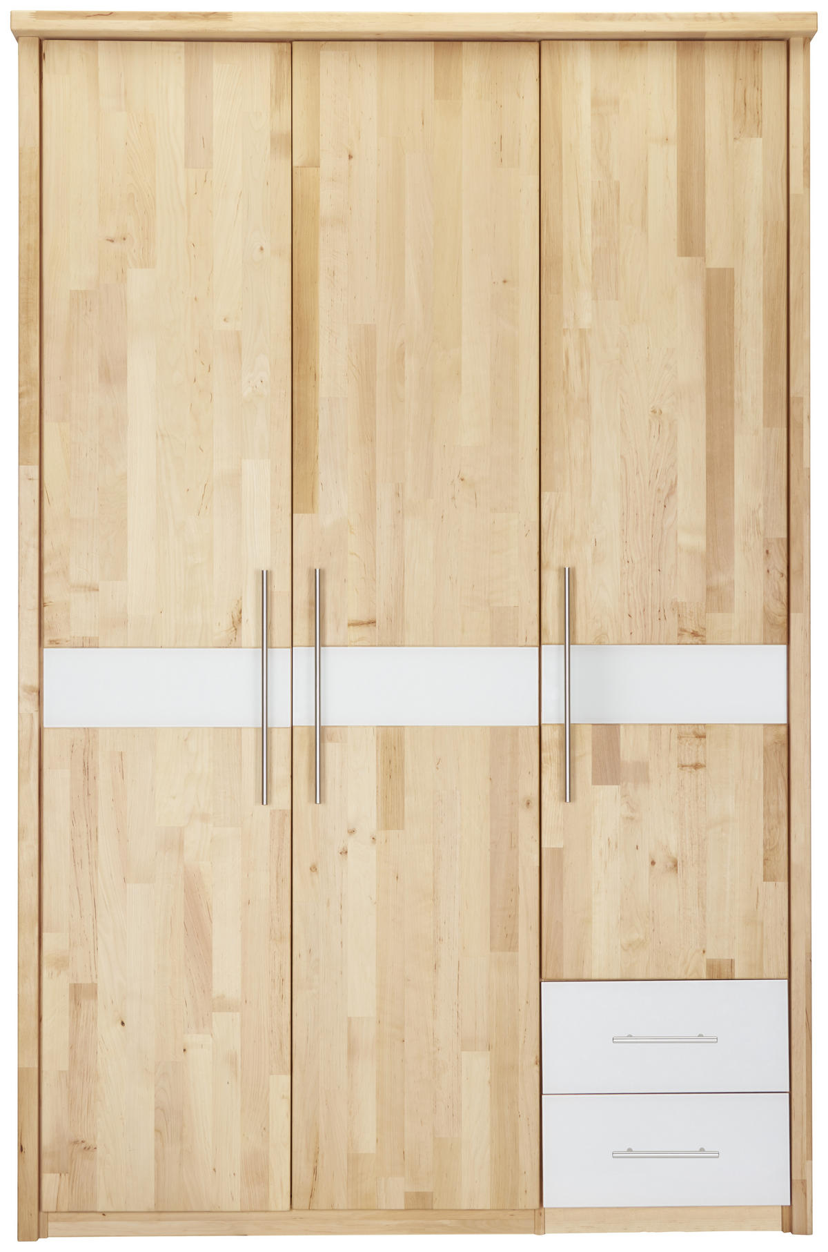 DREHTÜRENSCHRANK 141/215/65 cm 3-türig  - Chromfarben/Erlefarben, Natur, Glas/Holz (141/215/65cm) - Linea Natura