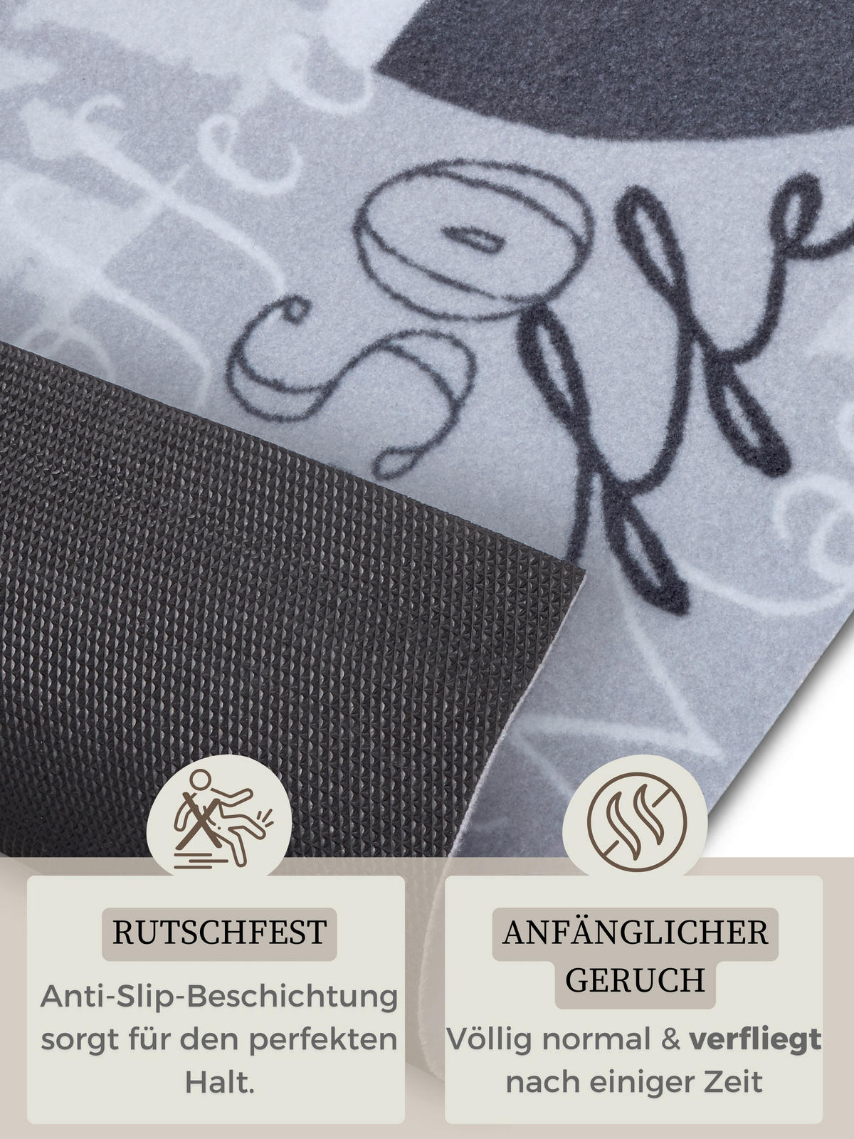 KÜCHENLÄUFER 50/150 cm Cook & Clean Grau, Schwarz, Weiß  - Schwarz/Weiß, Design, Kunststoff (50/150cm) - Hanse Home