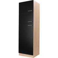 GERÄTEUMBAUSCHRANK 60/200/60 cm  in Schwarz, Eichefarben  - Eichefarben/Silberfarben, Basics, Holzwerkstoff/Metall (60/200/60cm) - Respekta