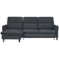 ECKSOFA Schwarz Plüsch Bettkasten, Schlaffunktion, Rücken echt, Kopfteilverstellung, Sitztiefenverstellung  - Schwarz, KONVENTIONELL, Textil/Metall (190/254cm) - Livetastic
