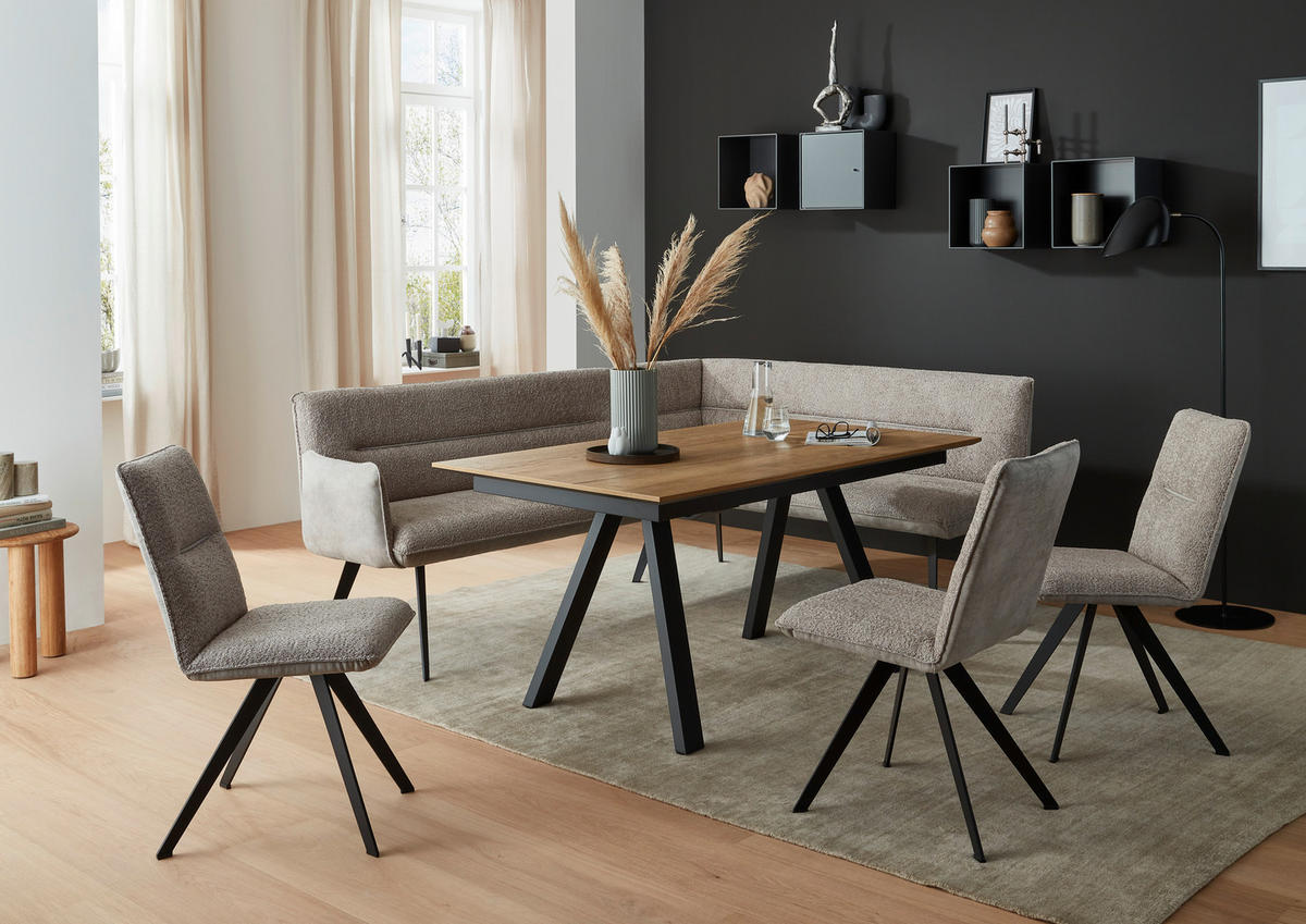 ESSTISCH in Metall, Holzwerkstoff 140/90/75 cm  - Eichefarben/Anthrazit, Design, Holzwerkstoff/Metall (140/90/75cm) - Venjakob