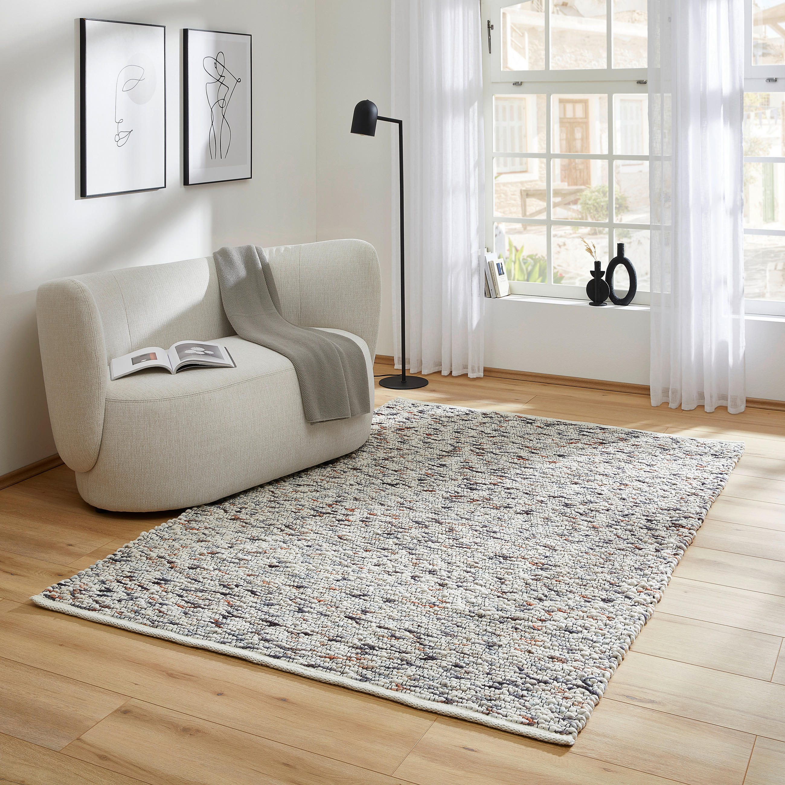 HANDWEBTEPPICH 130/190 cm Tessin Creme  - Creme, Basics, Textil (130/190cm) - Linea Natura
