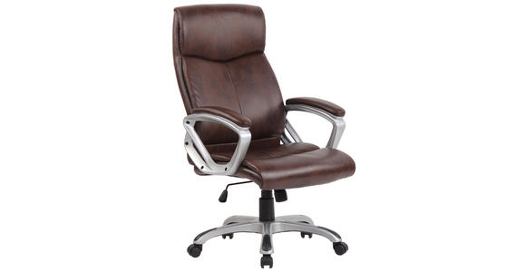 CHEFSESSEL in Lederlook Braun - Schwarz/Weiß, KONVENTIONELL, Kunststoff/Textil (66/113-123/68cm) - Xora