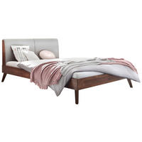 BETT 160/200 cm,  in Nussbaumfarben, Hellgrau,  - Nussbaumfarben/Hellgrau, Natur, Holz (160/200cm) - Hasena