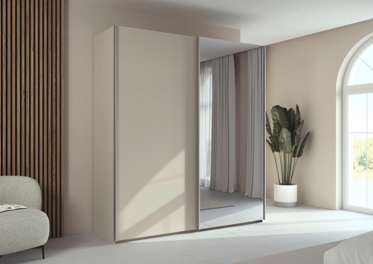 SCHWEBETÜRENSCHRANK 201/223/69 cm,  in Alufarben, Champagner, 2 Tür(en)  - Champagner/Alufarben, Basics, Glas/Holzwerkstoff (201/223/69cm) - Rauch Möbel