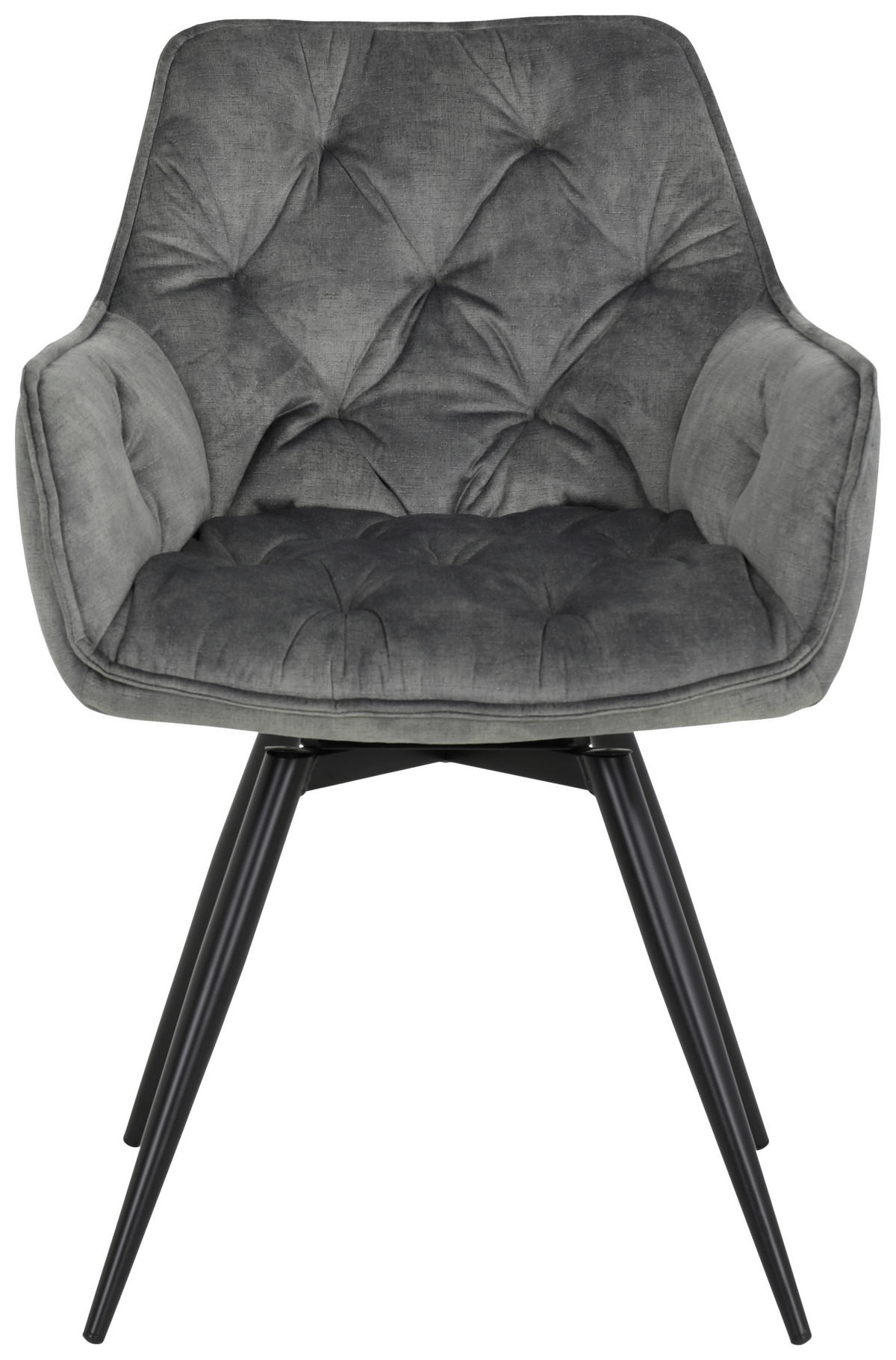 ARMLEHNSTUHL-SET 2 Stück  in Stahl Samt  - Schwarz/Grau, MODERN, Textil/Metall (56/82/63cm) - MID.YOU