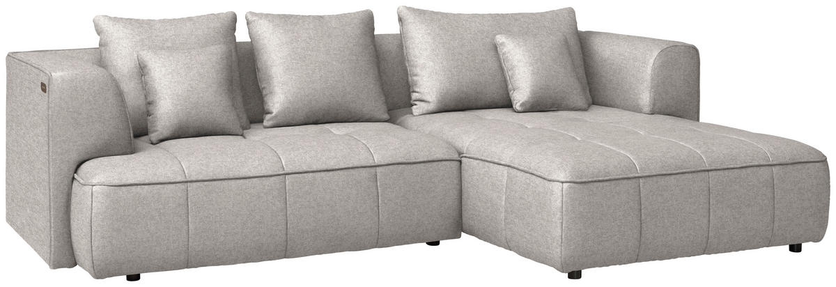 ECKSOFA Webstoff Greige  - Greige/Schwarz, Design, Kunststoff/Textil (288/188cm) - Welnova