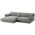 ECKSOFA  in Flachgewebe Grau  185/264 cm  - Schwarz/Grau, Design, Kunststoff/Textil (185/264cm) - Belluti