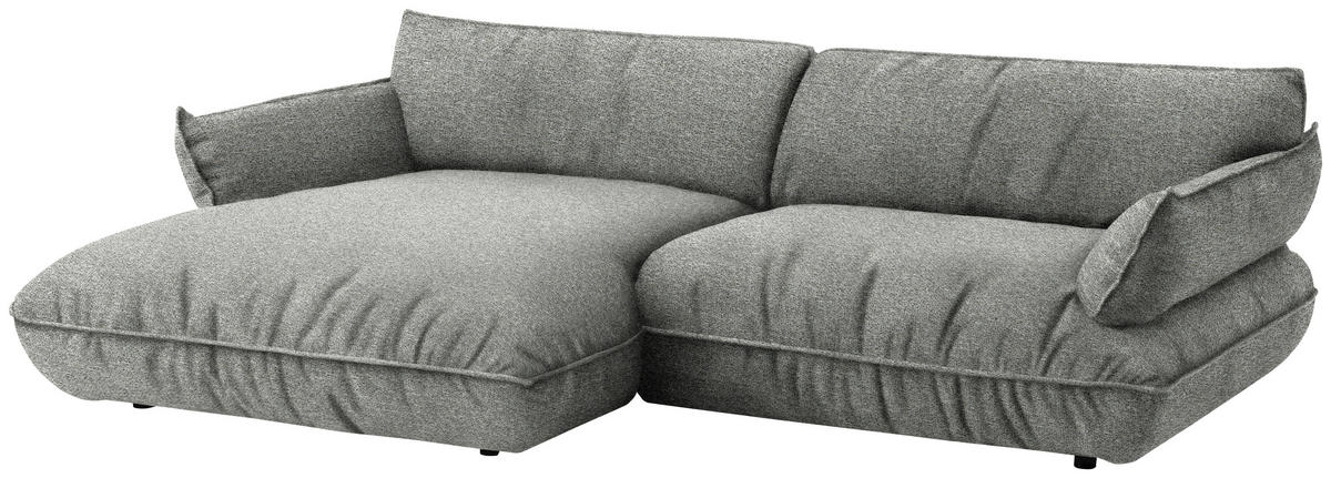 ECKSOFA  in Flachgewebe Grau  185/264 cm  - Schwarz/Grau, Design, Kunststoff/Textil (185/264cm) - Belluti