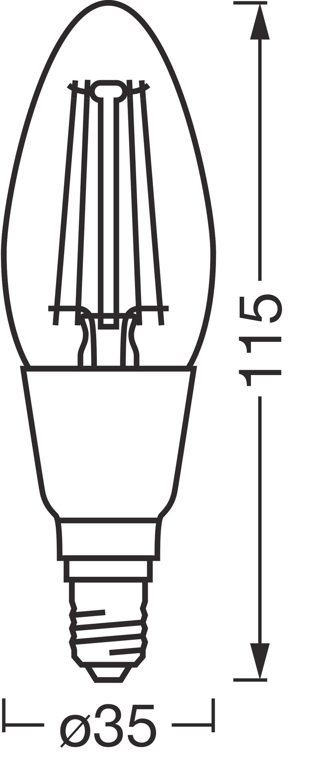 LED-FILAMENT-LEUCHTMITTEL   E14 4 W 470 lm  - Transparent, Basics, Glas (3,5/11,5cm) - Osram
