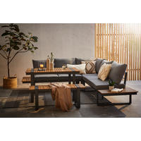 LOUNGESET  - mörkgrå/teakfärg, Modern, metall/textil (240/240cm) - Ambia Garden