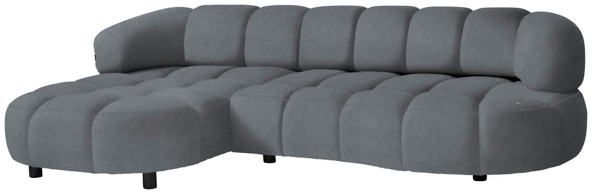 ECKSOFA Grau Webstoff  - Schwarz/Grau, Design, Holz/Textil (183/284cm) - Welnova
