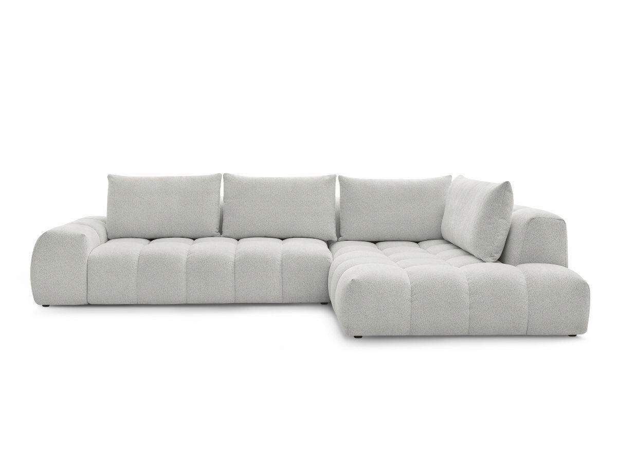 ECKSOFA Ottomane rechts  EVEREST Hellgrau Flachgewebe  - Hellgrau/Schwarz, MODERN, Kunststoff/Textil (352/210cm)