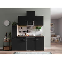 KÜCHENBLOCK 180 cm   in Schwarz  - Eichefarben/Alufarben, Basics, Holzwerkstoff/Kunststoff (180cm) - Respekta