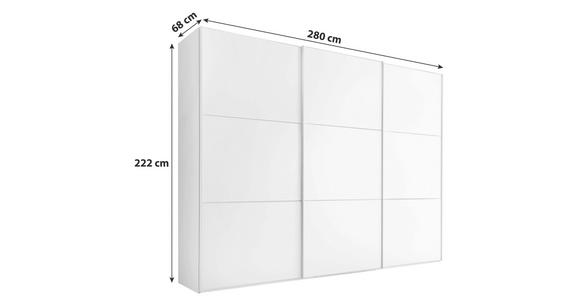 SCHWEBETÜRENSCHRANK  in Weiß  - Alufarben/Weiß, Holzwerkstoff/Metall (298/222/68cm) - Moderano