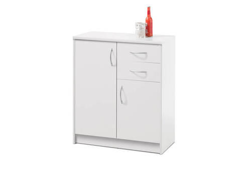 KOMODA 74/86/35 cm bijela - bijela/srebrne boje, Basics, drvni materijal/plastika (74/86/35cm) - Carryhome