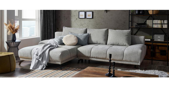 ECKSOFA in Chenille Grau  - Schwarz/Grau, MODERN, Textil/Metall (182/290cm) - Hom`in