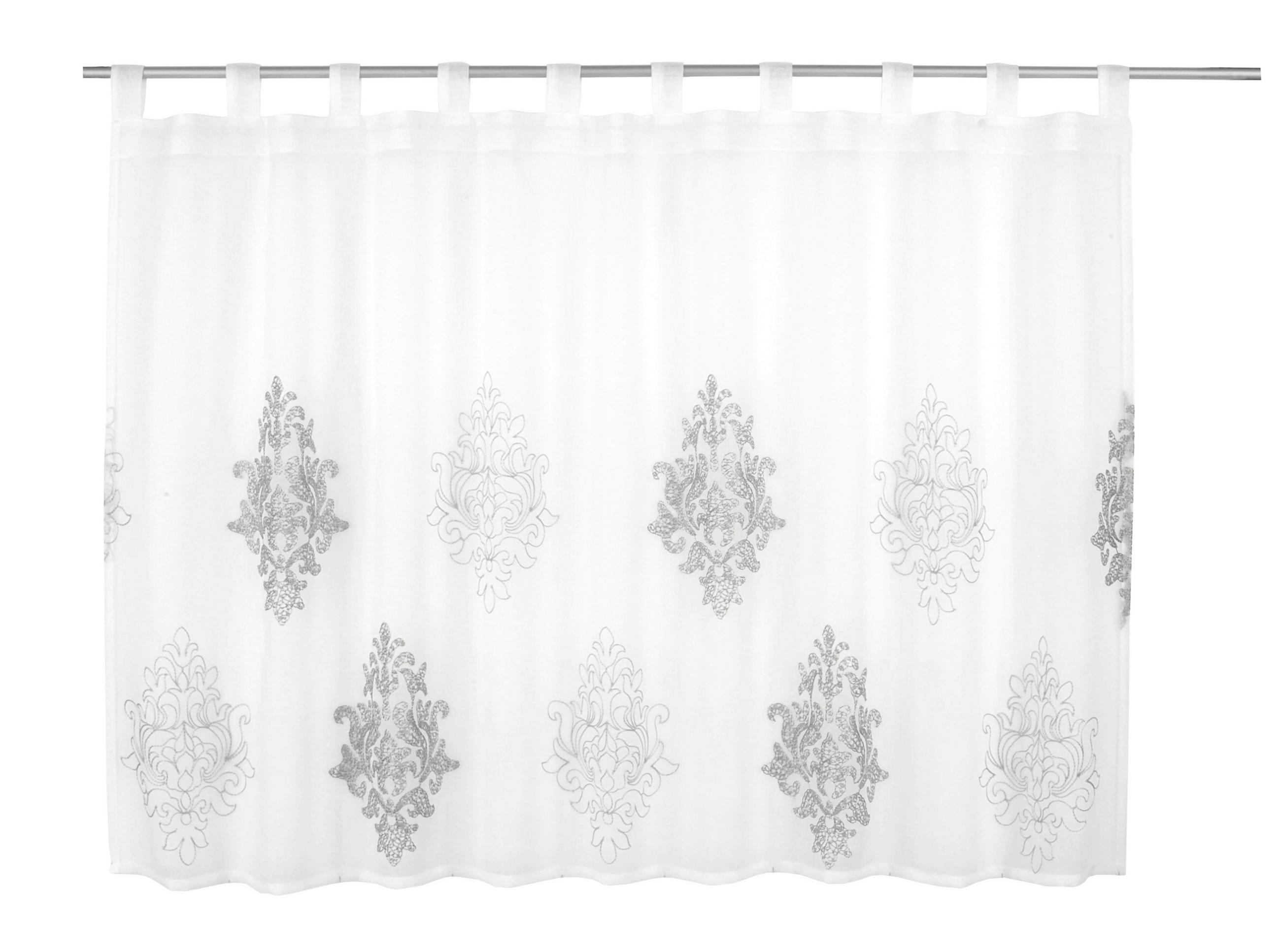 KURZGARDINE  140/80 cm  - Silberfarben/Weiß, Basics, Textil (140/80cm)