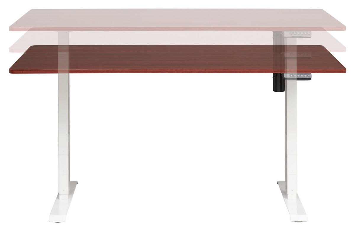 SCHREIBTISCH  in Weiß, Walnussfarben  - Walnussfarben/Weiß, MODERN, Holzwerkstoff/Metall (160/73-123/80cm) - Livetastic