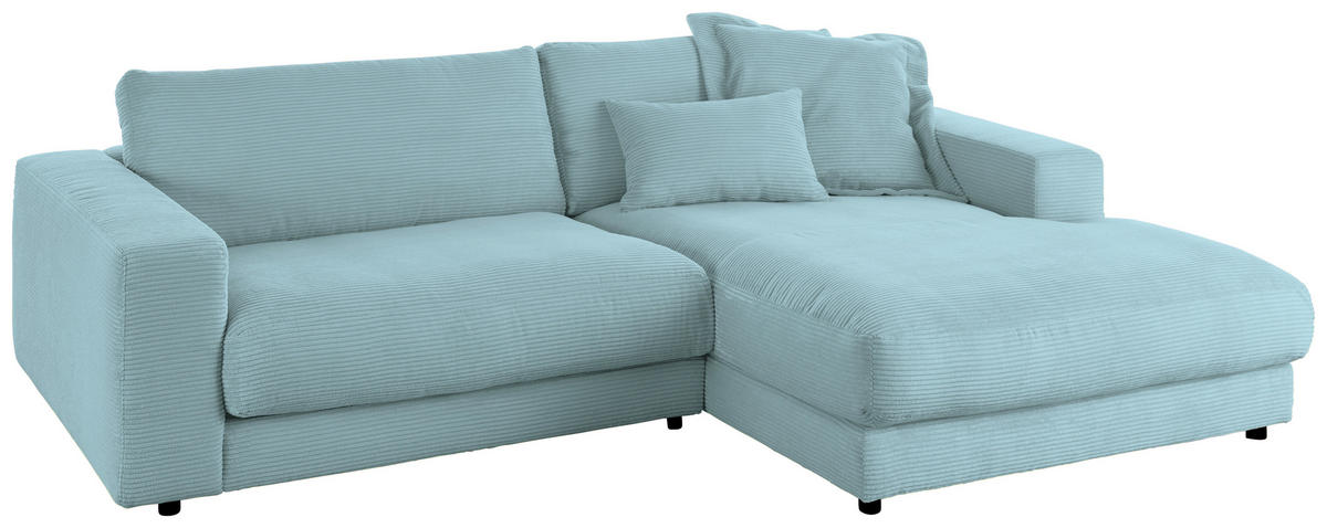 ECKSOFA in Cord Hellblau  - Schwarz/Hellblau, Design, Kunststoff/Textil (270/190cm) - Lomoco