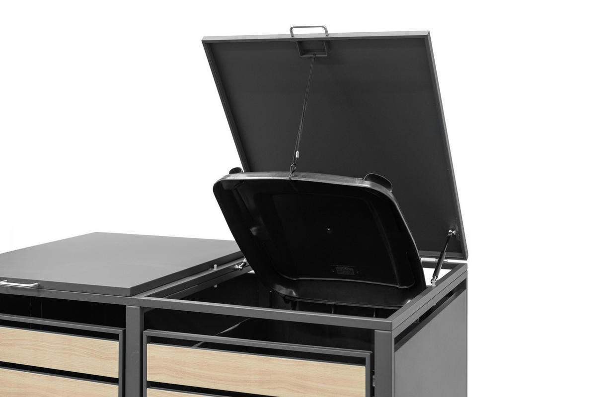 MÜLLTONNENBOX - Anthrazit/Naturfarben, Basics, Metall (80/116/132cm) - Ambia Garden