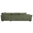 ECKSOFA in Cord Olivgrün  - Salbeigrün/Schwarz, KONVENTIONELL, Holz/Textil (298/202cm) - Carryhome