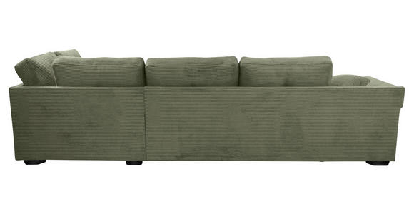 ECKSOFA in Cord Olivgrün  - Salbeigrün/Schwarz, KONVENTIONELL, Holz/Textil (298/202cm) - Carryhome