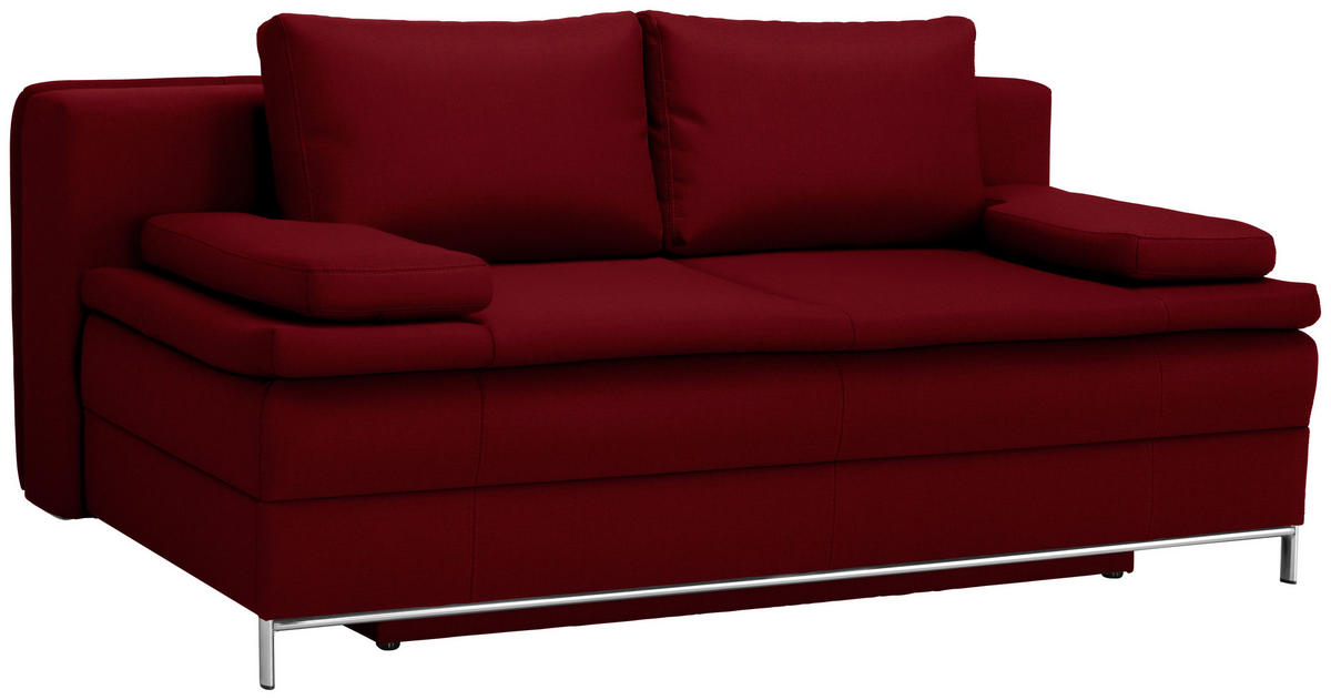 BOXSPRINGSOFA in Dunkelrot  - Chromfarben/Dunkelrot, Design, Textil/Metall (200/93/107cm) - Novel