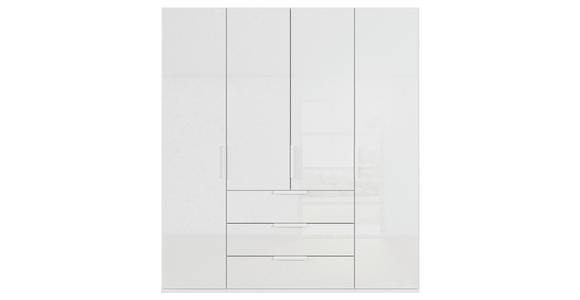 DREHTÜRENSCHRANK 201/223/61 cm,  in Weiß, 4-türig  - Weiß, Basics, Glas/Holzwerkstoff (201/223/61cm) - Novel
