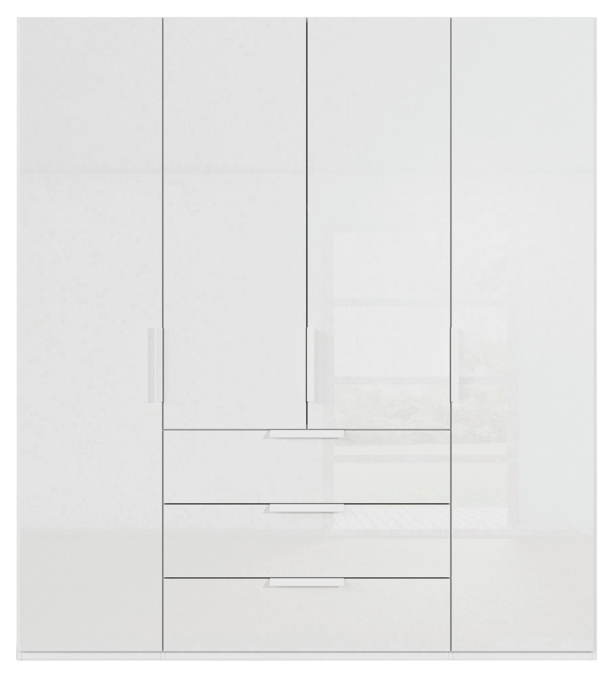 DREHTÜRENSCHRANK 201/223/61 cm,  in Weiß, 4-türig  - Weiß, Basics, Glas/Holzwerkstoff (201/223/61cm) - Novel