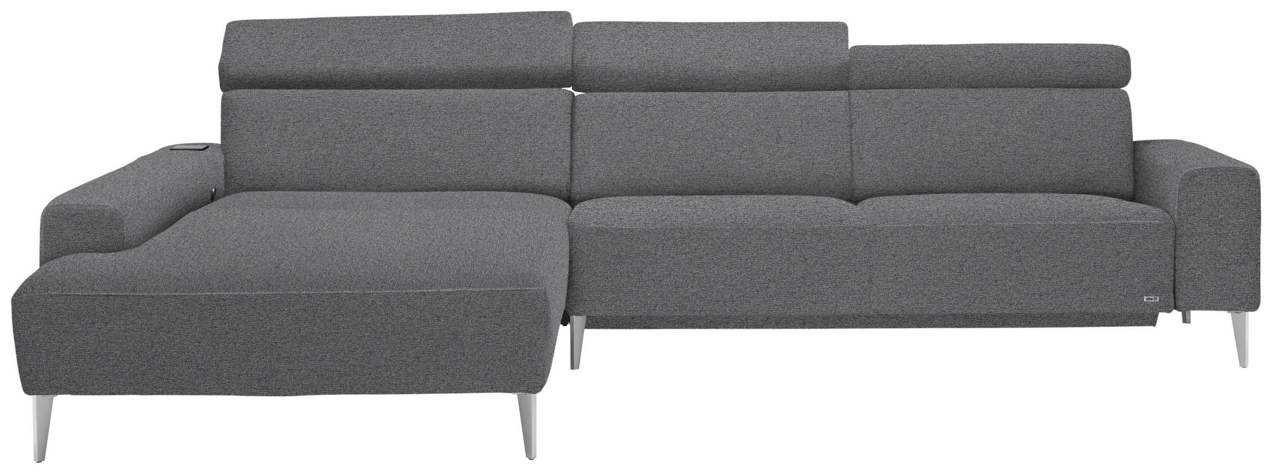 ECKSOFA in Webstoff Grau  205/308 cm  - Alufarben/Grau, Design, Textil/Metall (205/308cm) - Sedda