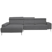 ECKSOFA in Webstoff Grau  205/308 cm  - Alufarben/Grau, Design, Textil/Metall (205/308cm) - Sedda