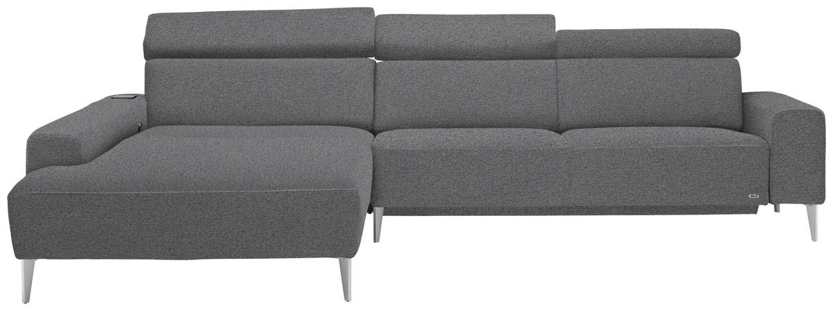 ECKSOFA in Webstoff Grau  205/308 cm  - Alufarben/Grau, Design, Textil/Metall (205/308cm) - Sedda