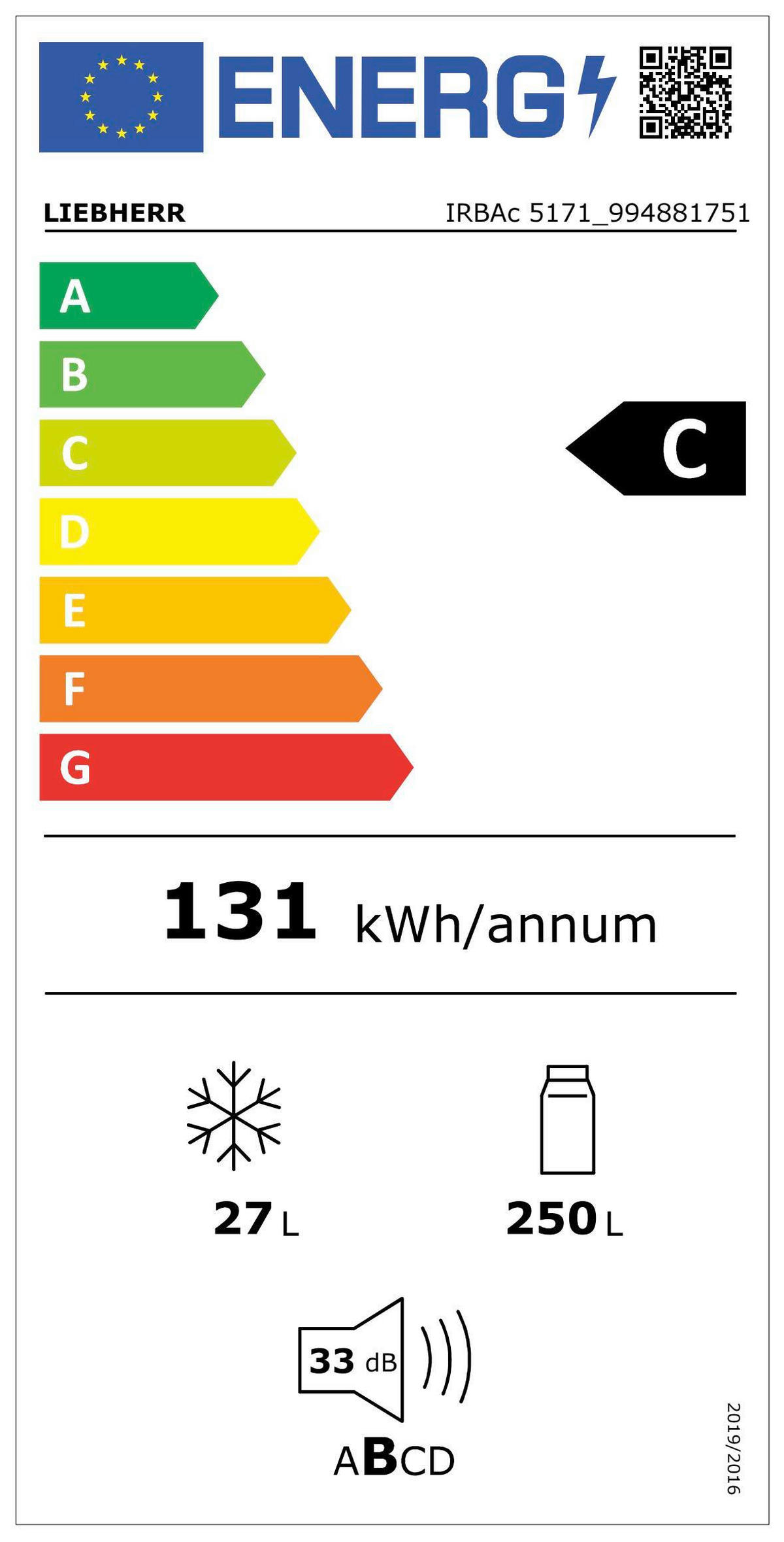 KÜHLSCHRANK IRBAC5171-617-22  - Edelstahlfarben/Weiß, Basics, Metall (56-57/177-179,3/55cm) - Liebherr