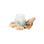 VASE 8 cm  - Klar/Ecru, Natur, Glas/Holz (16/9/8cm) - Ambia Home