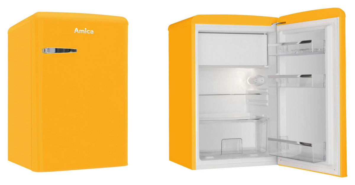 KÜHLSCHRANK 55/86/61,5 cm KS 15613 Y  - Gelb, Basics, Glas/Metall (55/86/61,5cm) - Amica