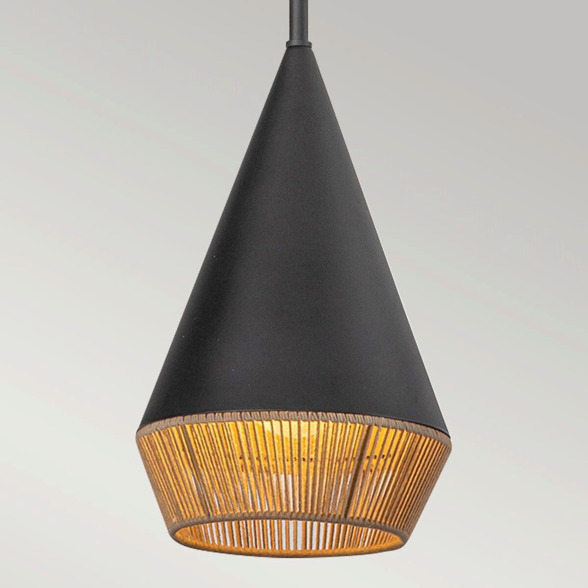 HÄNGELEUCHTE 28,9/18,1 cm  - Schwarz/Naturfarben, Design, Textil/Metall (28,9/18,1cm) - Elstead Lighting