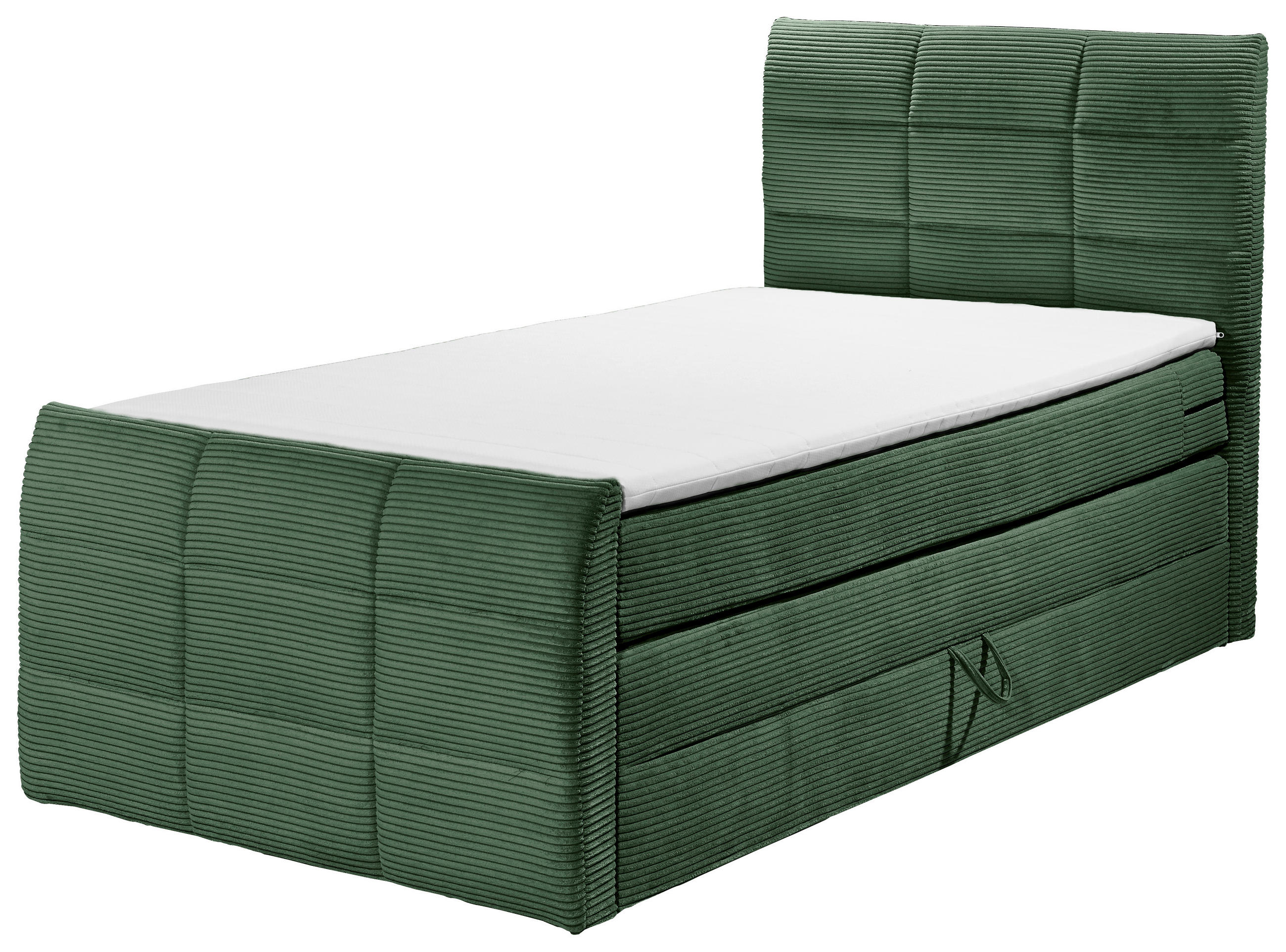 BOXSPRINGBETT 120/200 cm  in Olivgrün  - Schwarz/Olivgrün, MODERN, Holzwerkstoff/Kunststoff (120/200cm) - MID.YOU