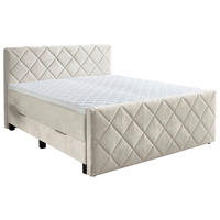BOXSPRINGBETT 180/200 cm,  in Creme, Matratze, Bettkasten, Topper, H3 = fest  - Creme/Schwarz, KONVENTIONELL, Kunststoff/Textil (180/200cm) - home24