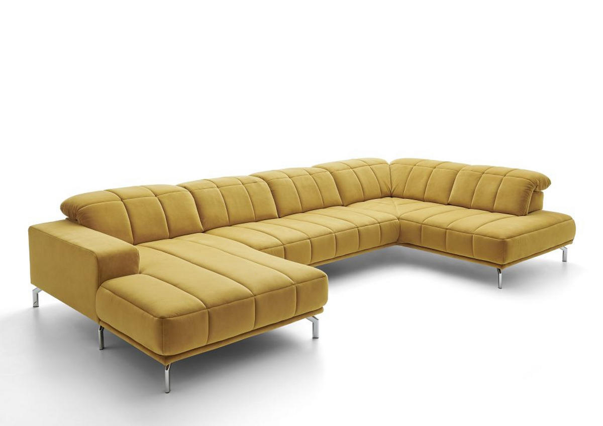 SJEDEĆA GARNITURA tekstil  curry žuta   - curry žuta/crna, Moderno, tekstil (383/98/212cm) - Beldomo Style