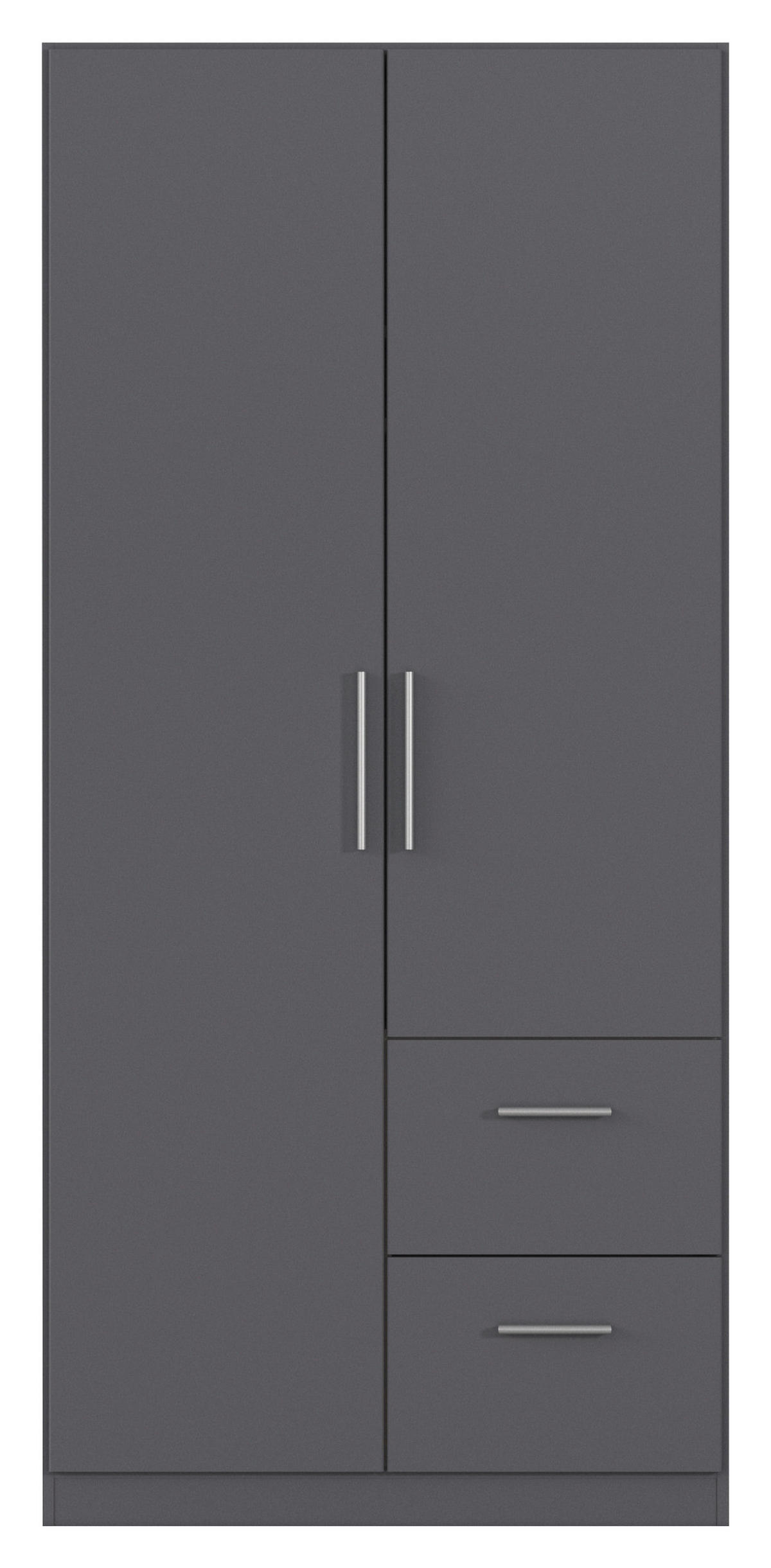 DREHTÜRENSCHRANK 91/197/54 cm,  in Grau, 2-türig  - Alufarben/Grau, KONVENTIONELL, Holzwerkstoff/Kunststoff (91/197/54cm) - home24