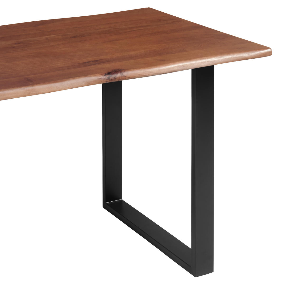 ESSTISCH 160/90/76 cm Echtholz  Holz, Metall gastro- und objekttauglich rechteckig Schwarz, Akaziefarben, Walnussfarben  - Walnussfarben/Schwarz, MODERN, Holz/Metall (160/90/76cm) - P & B