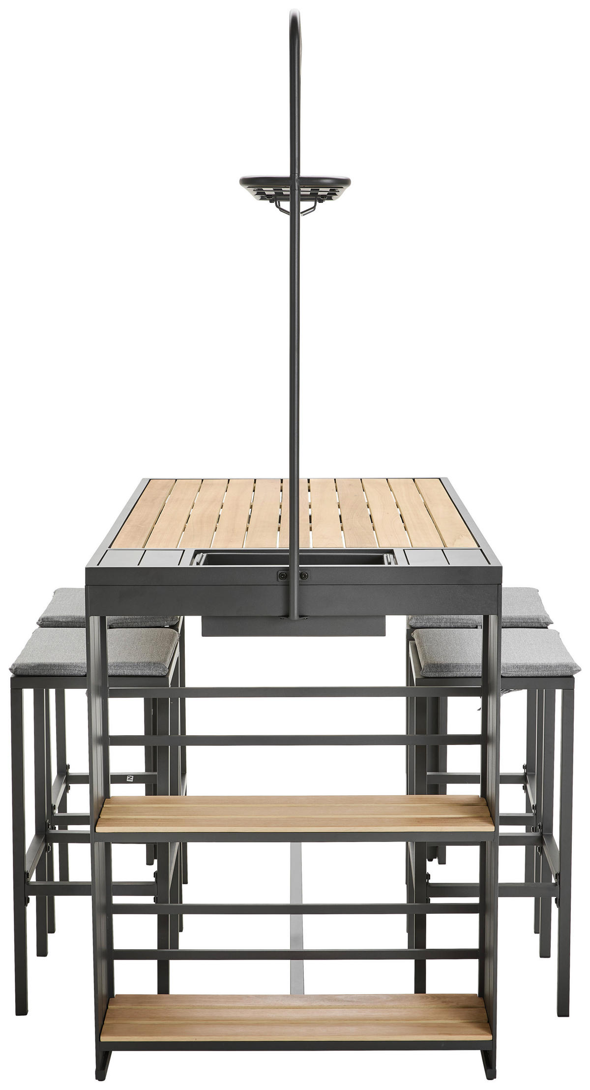 GARTENBARSET 5-teilig  - Dunkelgrau/Grau, Design, Holz/Textil (145/208/80cm) - Ambia Garden
