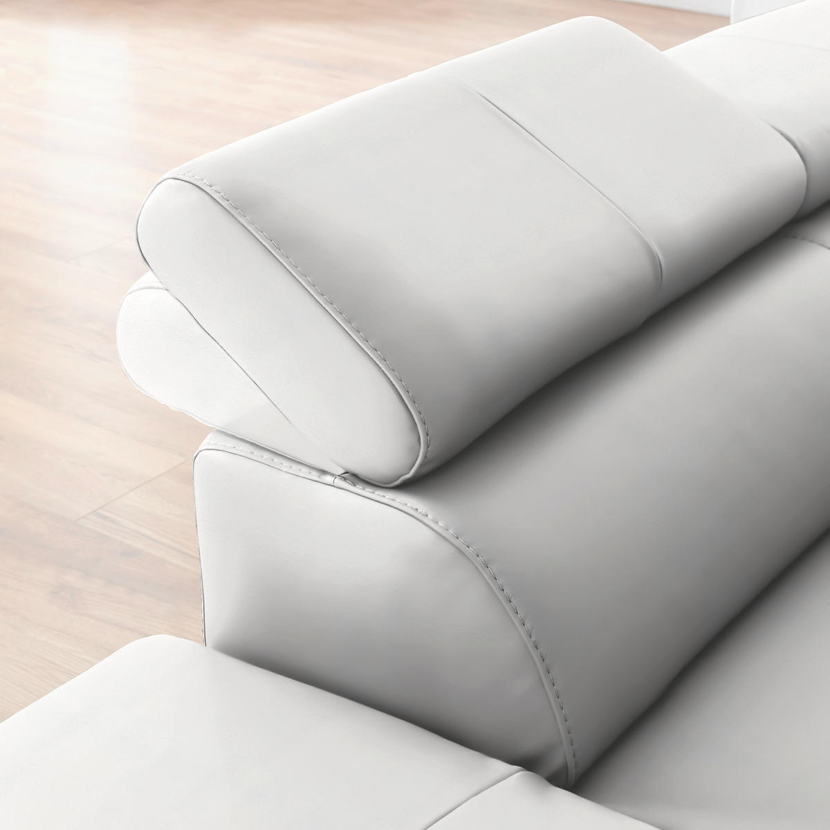 ECKSOFA Echtleder Weiss  - Weiss/Schwarz, Design, Leder/Metall (220/256cm) - Celina Home