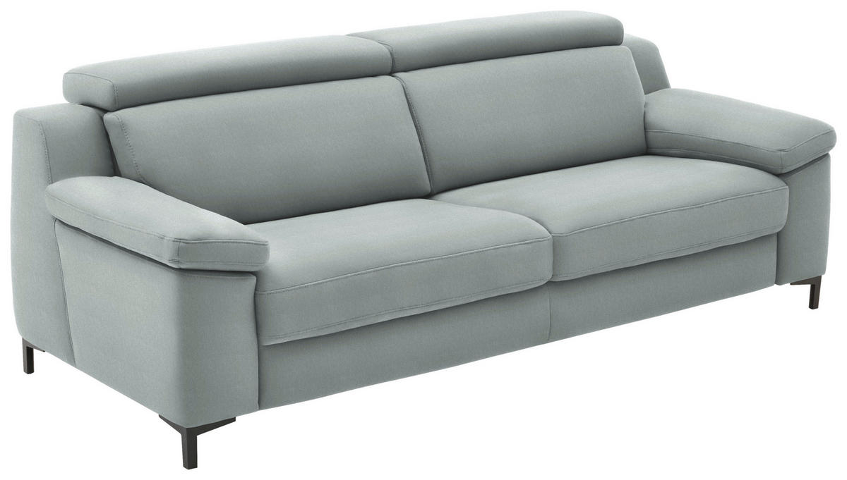 3-SITZER-SOFA in Chenille Salbeigrün  - Salbeigrün/Schwarz, Design, Textil/Metall (230/104/104cm) - Valdera